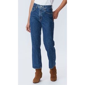 SLVRLAKE London Crop in Forbidden Love Medium Wash High Rise Straight Leg Jeans